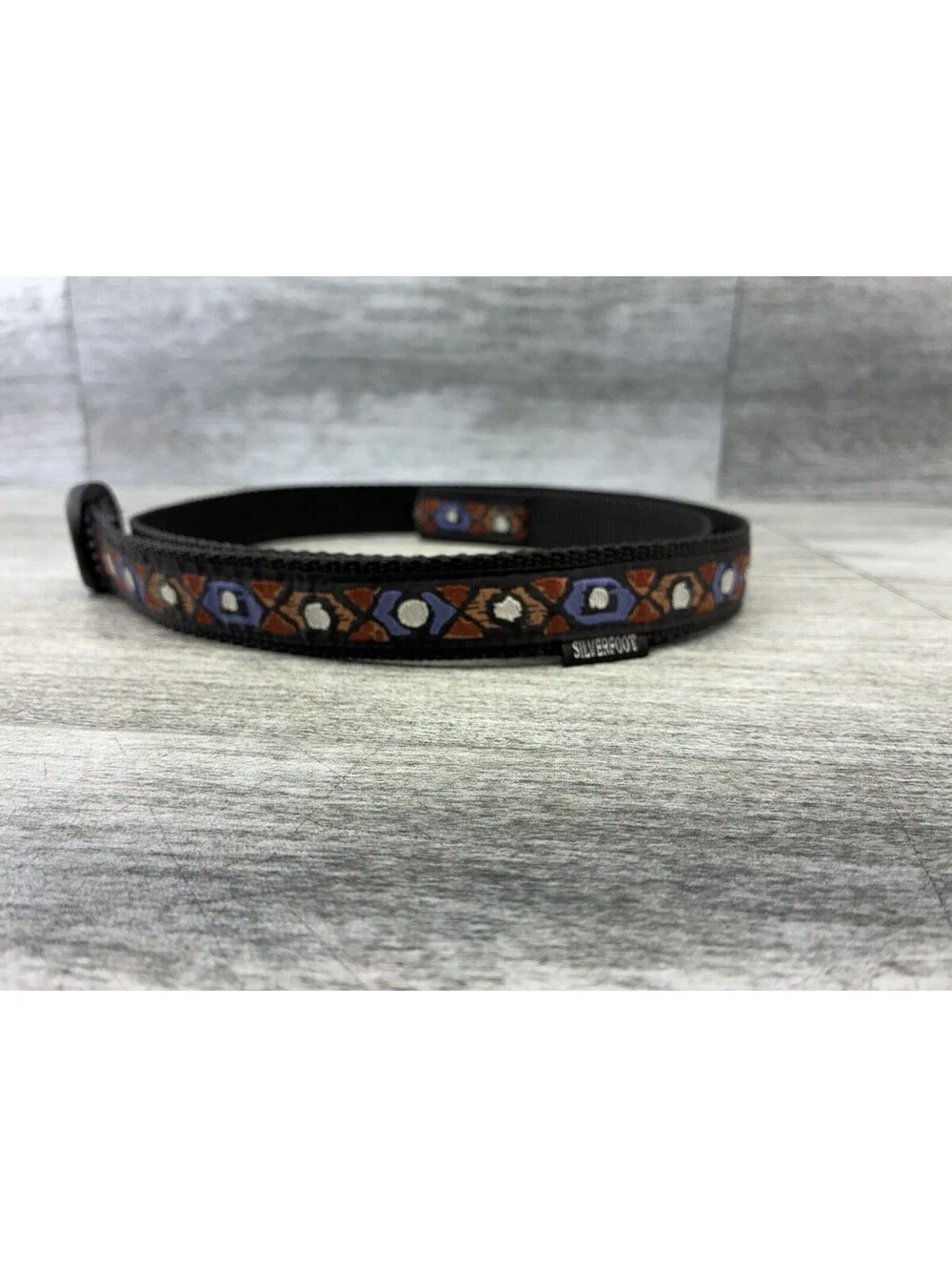 VTG Silverfoot Webbing Belt Southwestern Aztec Diamond Pattern Black Gorpcore